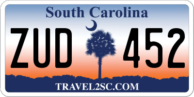 SC license plate ZUD452