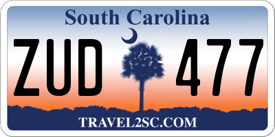 SC license plate ZUD477