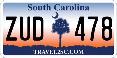 SC license plate ZUD478