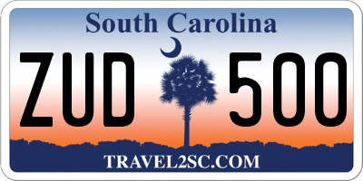 SC license plate ZUD500