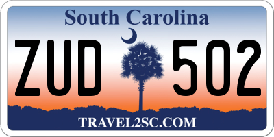 SC license plate ZUD502