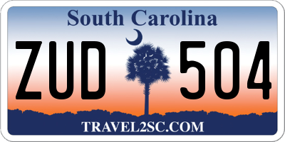 SC license plate ZUD504