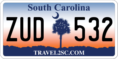 SC license plate ZUD532