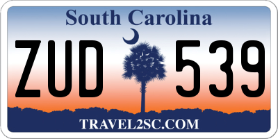 SC license plate ZUD539
