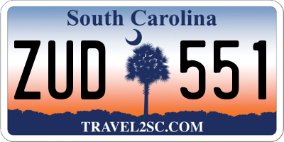 SC license plate ZUD551