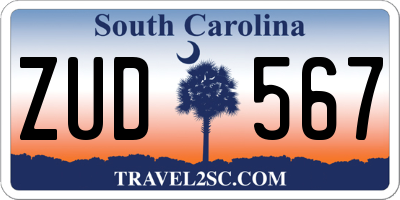 SC license plate ZUD567
