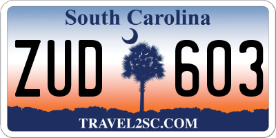 SC license plate ZUD603