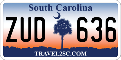 SC license plate ZUD636