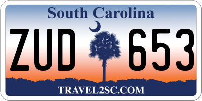 SC license plate ZUD653