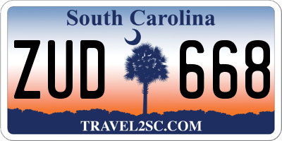SC license plate ZUD668