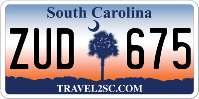 SC license plate ZUD675