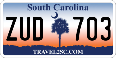 SC license plate ZUD703