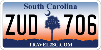 SC license plate ZUD706
