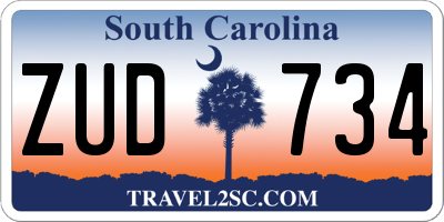 SC license plate ZUD734