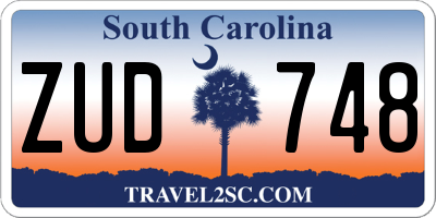SC license plate ZUD748