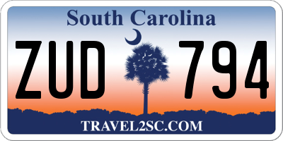 SC license plate ZUD794
