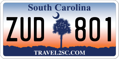 SC license plate ZUD801