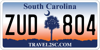 SC license plate ZUD804