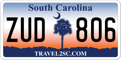 SC license plate ZUD806
