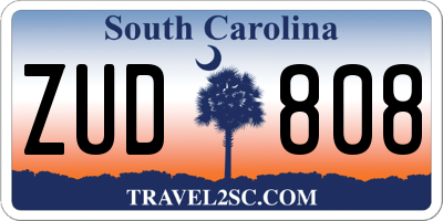 SC license plate ZUD808