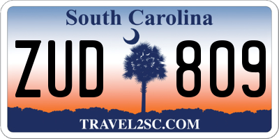 SC license plate ZUD809