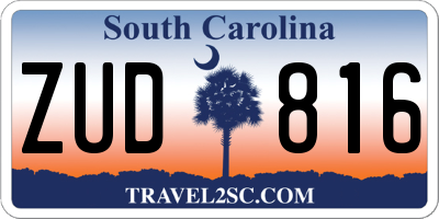 SC license plate ZUD816