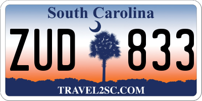 SC license plate ZUD833