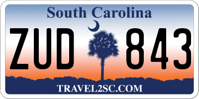 SC license plate ZUD843