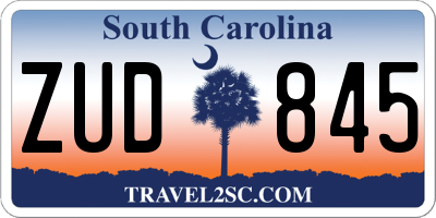SC license plate ZUD845
