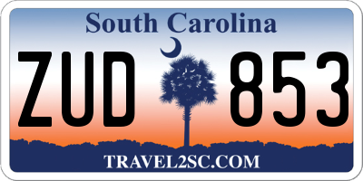SC license plate ZUD853