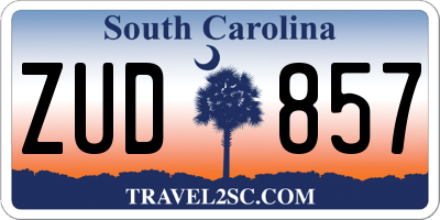 SC license plate ZUD857