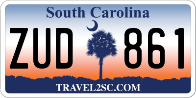SC license plate ZUD861
