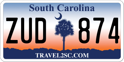 SC license plate ZUD874