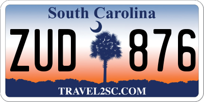 SC license plate ZUD876