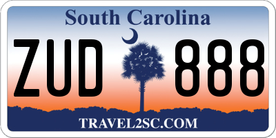 SC license plate ZUD888