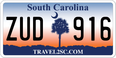 SC license plate ZUD916