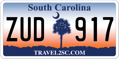 SC license plate ZUD917