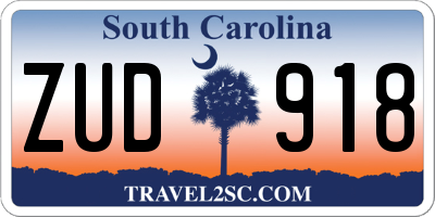 SC license plate ZUD918