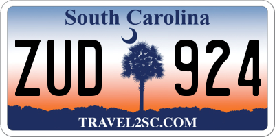 SC license plate ZUD924