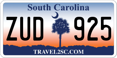 SC license plate ZUD925