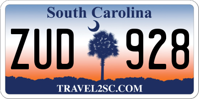 SC license plate ZUD928