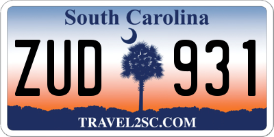 SC license plate ZUD931