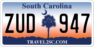 SC license plate ZUD947