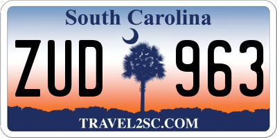 SC license plate ZUD963