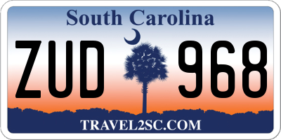SC license plate ZUD968