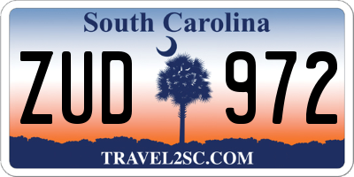 SC license plate ZUD972