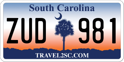 SC license plate ZUD981