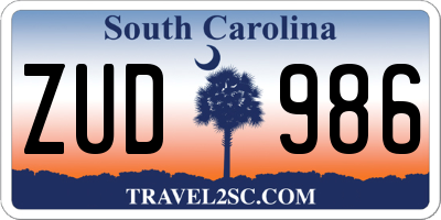 SC license plate ZUD986