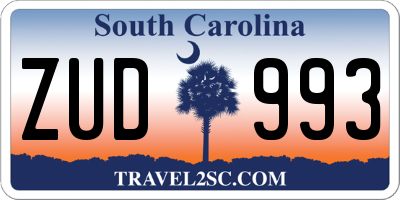 SC license plate ZUD993