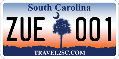 SC license plate ZUE001